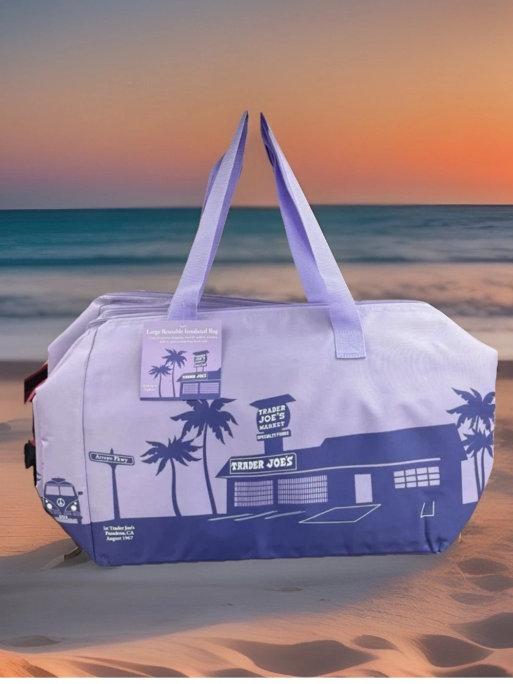 Trader Joe’s NEW SPRING 2026 RELEASE PURPLE RAIN Large Insulated Bag LIMITED